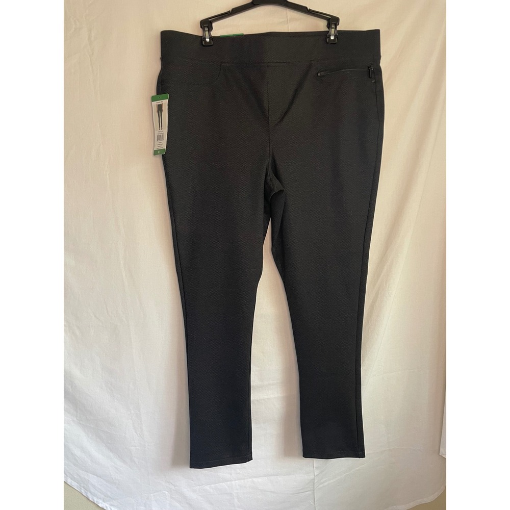 DKNY Jeans Womens XL Black Textured Pull On Slim Leg Pants NWT DWACN1005 - Picture 2 of 10